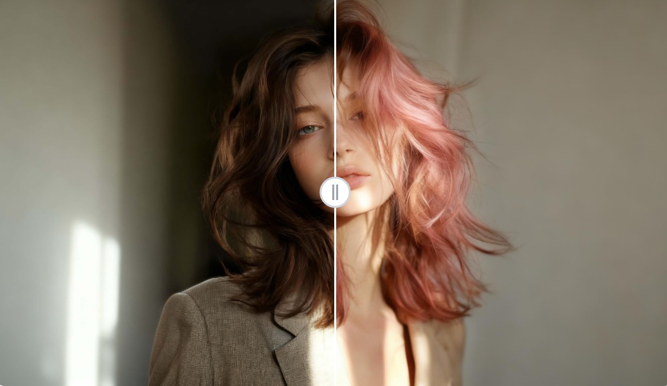 (Use VisualGPT to turn hair pinkish-brown)
